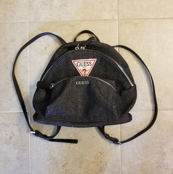 Guess Denim Dark Wash Vintage Looking Backpack - Picture 2 of 7